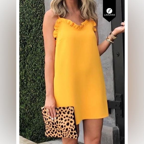 Topshop Dresses & Skirts - NWOT Topshop Marigold Yellow Ruffle Strappy Mini Dress, Size 6